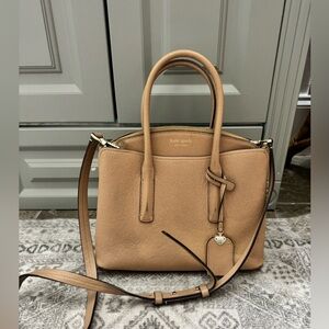 Kate Spade Small Margaux Pebbled Leather Satchel Light Fawn Brown